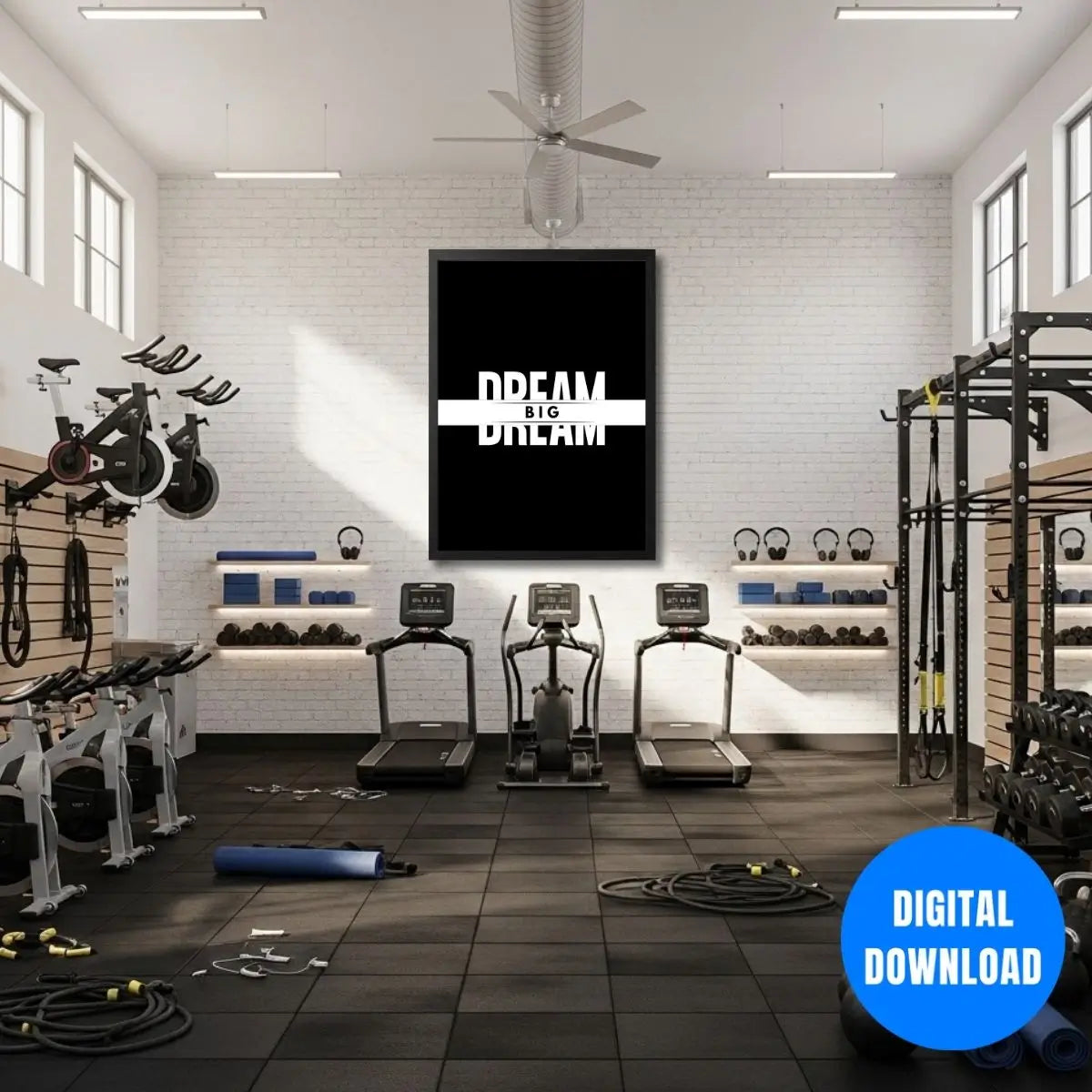 Big dreams motivational poster modern minimalist typography wall art for gym decor