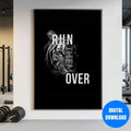 Run Them Over Tiger Motivational Poster | Black White Gym Wall Art 16x20 Printable