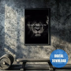 Fierce lion motivational quote poster mental toughness gym decor digital printable download