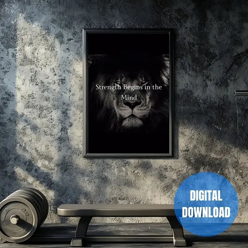 Fierce lion motivational quote poster mental toughness gym decor digital printable download