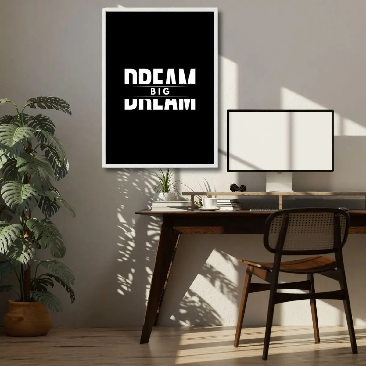 Think Big dream big motivational wall art minimalist success quote poster for office workspace